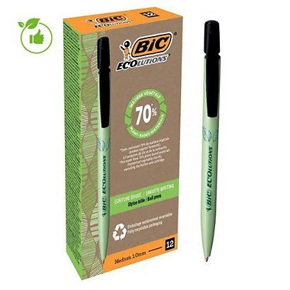 Stylos-bille BIC Media Clic Bio Based noir, boite de 12 stylos - 1