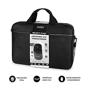 Subblim Select Pack de maletín y ratón inalambrico, para portátil de hasta 15,6 pulgadas, negro