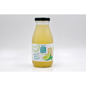 Succo di frutta BIO PIU', Gusto Lime e Zenzero, Bottiglia da 225 ml (confezione 6 pezzi)