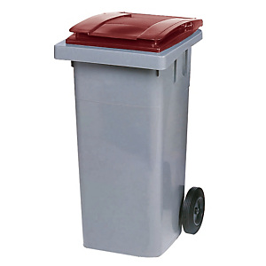 SULO Conteneur 2 roues prise frontale 120 L gris / rouge SULO Conteneur 2 roues prise frontale 120 L gris / rouge