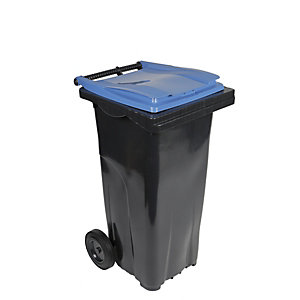 SULO® Conteneur poubelle mobile 2 roues - 120 litres prise frontale - Couvercle bleu