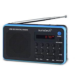 Sunstech Portable digital AM/FM radio Black, Portátil, Analógica, AM,FM,PLL, 1,4 W, MP3,WMA, LED RPDS32BL