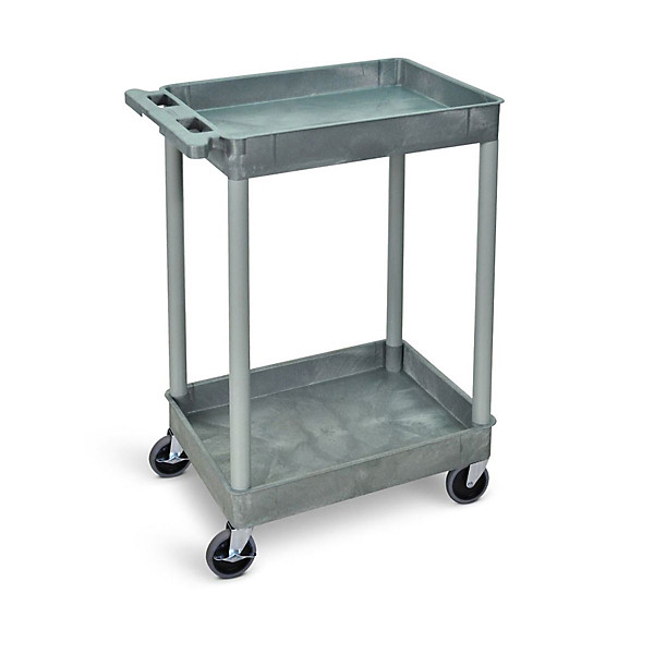 Super Strength Plastic Multi-Purpose Trolleys – 2 Storage Trays Grey