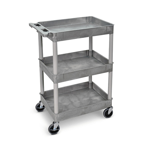 Super Strength Plastic Multi-Purpose Trolleys – 3 Storage Trays Grey