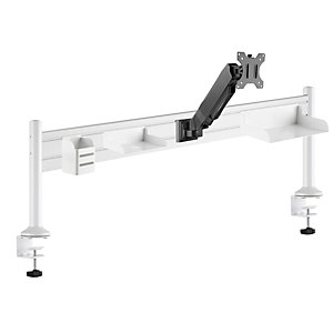 Support bras-écran et organiseur ergonomique Ergostation - L. 125 x P. 40 cm - Blanc