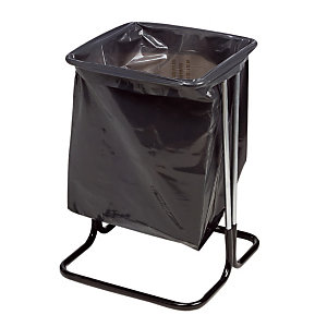 Support sac poubelle d'intérieur sur pied noir sans couvercle 50 L