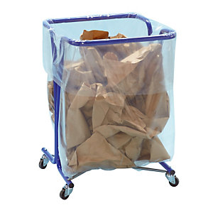 Support sac poubelle d'intérieur à roulettes Mottez bleu sans couvercle 240 L