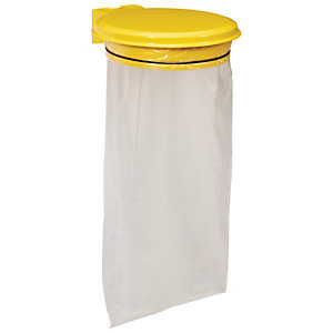 Support sac poubelle mural Rossignol jaune colza avec couvercle 110 L