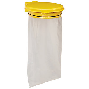 Support sac poubelle mural Rossignol jaune avec couvercle 110 L