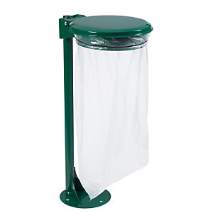 Support sac poubelle sur pied Rossignol Collecmur Essentiel vert avec couvercle 110 L