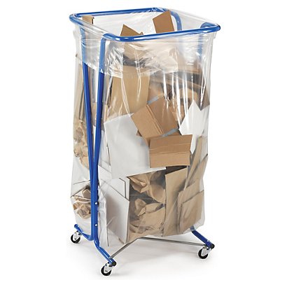 Support sac poubelle à roulettes 240l - Bleu