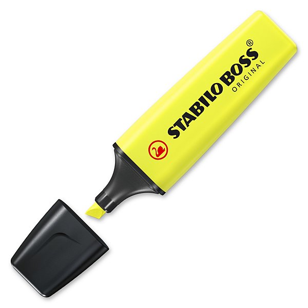 Surligneur jaune pointe biseautée STABILO BOSS - 3