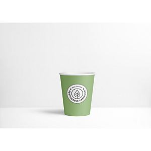 Sustainable Earth by Staples Bicchieri di carta usa e getta biodegradabili per bevande, Verde con logo stampato, 250 ml Sustainable Earth by Staples Bicchieri di carta usa e getta biodegradabili per bevande, Verde con logo stampato, 250 ml