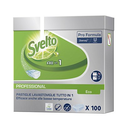Svelto Professional Pastiglie lavastoviglie Tutto in 1 Eco Tablet Pro Formula (confezione 100 pastiglie)