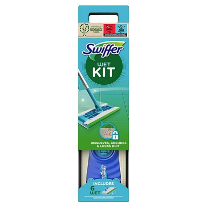 Swiffer Kit preassemblato Wet System + 6 panni lavapavimenti - Mop e  Secchi