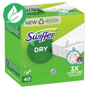 Swiffer Lingettes sèches Maxi 100% recyclée - Boîte de 40 Swiffer Lingettes sèches Maxi 100% recyclée - Boîte de 40