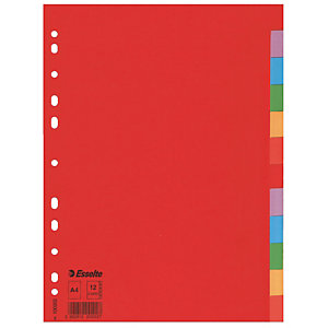 Tabbladen 12 kleuren tabs Esselte A4 formaat, set van 2
