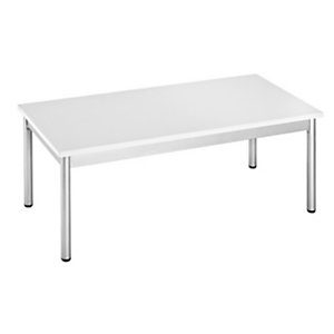 Table basse 100 x 50 cm - Blanc pieds métal Aluminium