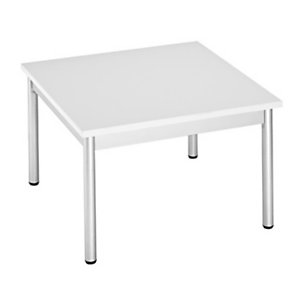 Table basse carrée 60 x 60 cm - Blanc pieds métal Aluminium