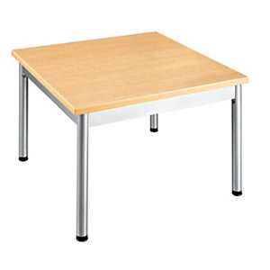 Table basse carrée 60 x 60 cm - Hêtre pieds métal Aluminium
