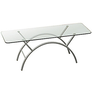 Table basse Eva - plateau Verre - pieds Gris - 122 x 51 cm Table basse Eva - plateau Verre - pieds Gris - 122 x 51 cm
