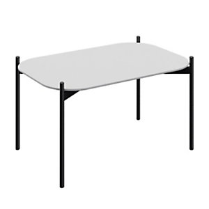 Table basse Meet 75 x 50 cm - Blanc pieds acier Noir