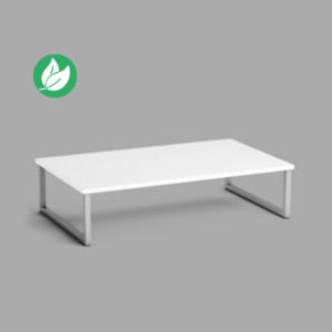 Table basse Sten, plateau rectangulaire blanc, piètement acier aluminium