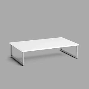 Table basse Sten, plateau rectangulaire blanc, piètement acier aluminium Table basse Sten, plateau rectangulaire blanc, piètement acier aluminium