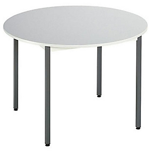 Table Budget Ronde - Ø 110 cm - Plateau Gris clair - pieds Gris foncé Table Budget Ronde - Ø 110 cm - Plateau Gris clair - pieds Gris foncé