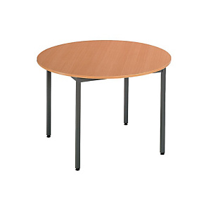 Table Budget Ronde - Ø 110 cm - Plateau Hêtre - pieds Gris foncé Table Budget Ronde - Ø 110 cm - Plateau Hêtre - pieds Gris foncé