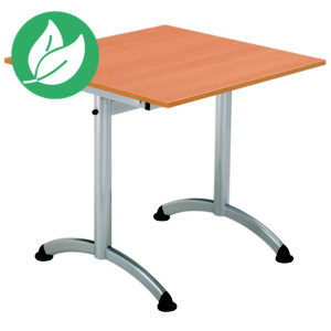 Table Cafeteria L. 120 x P. 80 cm, plateau Hêtre, piétement Aluminium Table Cafeteria L. 120 x P. 80 cm, plateau Hêtre, piétement Aluminium