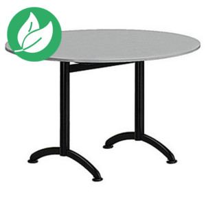 Table Cafeteria ronde diamètre 120 cm, plateau Gris, piétement Noir Table Cafeteria ronde diamètre 120 cm, plateau Gris, piétement Noir