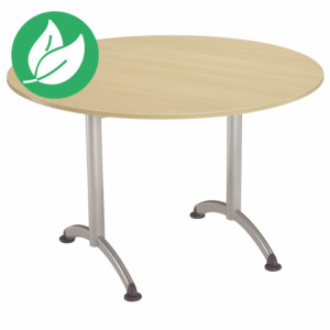 Table Cafeteria ronde diamètre 120 cm, plateau Hêtre, piétement Aluminium Table Cafeteria ronde diamètre 120 cm, plateau Hêtre, piétement Aluminium