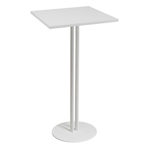 Table carrée Roxane hauteur 110 cm plateau Blanc 60 cm - Pied central métal Blanc