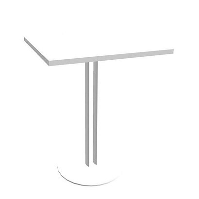 Table carrée Roxane hauteur 74 cm plateau Blanc 60 cm - Pied central métal Blanc