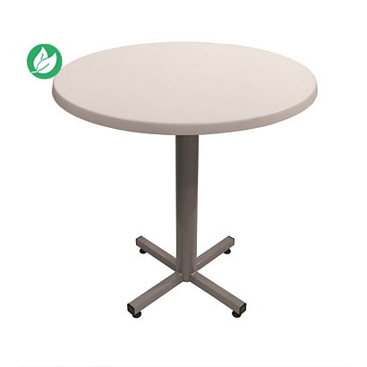 Table Coffee plateau rond 70cm Blanc – Pied central Aluminium
