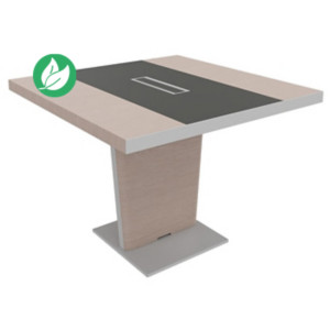 Table de conférence Tario L.140 x 140 cm - Orme gris avec insert central cuir Anthracite Table de conférence Tario L.140 x 140 cm - Orme gris avec insert central cuir Anthracite