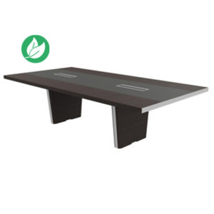 Table de conférence Tario L.280 x 140 cm - Ebène avec insert central cuir Anthracite Table de conférence Tario L.280 x 140 cm - Ebène avec insert central cuir Anthracite