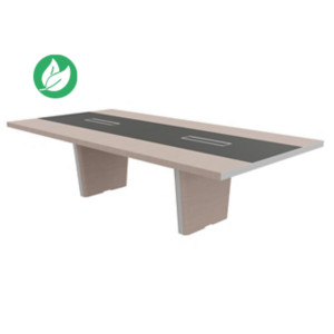 Table de conférence Tario L.280 x 140 cm - Orme gris avec insert central cuir Anthracite Table de conférence Tario L.280 x 140 cm - Orme gris avec insert central cuir Anthracite
