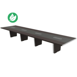 Table de conférence Tario L.560 x 140 cm - Ebène avec insert central cuir Anthracite Table de conférence Tario L.560 x 140 cm - Ebène avec insert central cuir Anthracite