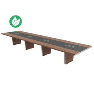 Table de conférence Tario L.560 x 140 cm - Noyer avec insert central cuir Anthracite Table de conférence Tario L.560 x 140 cm - Noyer avec insert central cuir Anthracite