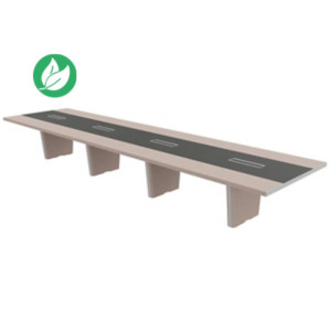 Table de conférence Tario L.560 x 140 cm - Orme gris avec insert central cuir Anthracite Table de conférence Tario L.560 x 140 cm - Orme gris avec insert central cuir Anthracite