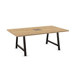 Table de conférence Cohésion L.200 x l.120 cm - Chêne Nebraska, avec électrification Table de conférence Cohésion L.200 x l.120 cm - Chêne Nebraska, avec électrification