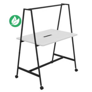 Table de coworking mobile rectangle Alto avec électrification - H. 105 x L. 140 x P. 90 cm - Plateau Blanc - Pieds Noir Table de coworking mobile rectangle Alto avec électrification - H. 105 x L. 140 x P. 90 cm - Plateau Blanc - Pieds Noir