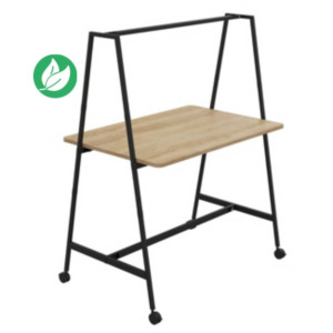 Table de coworking mobile rectangle Alto sans électrification - H. 105 x L. 140 x P. 90 cm - Plateau Chêne Nebraska - Pieds Noir Table de coworking mobile rectangle Alto sans électrification - H. 105 x L. 140 x P. 90 cm - Plateau Chêne Nebraska - Pieds Noir