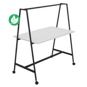 Table de coworking mobile rectangle Alto sans électrification - H. 105 x L. 160 x P. 90 cm - Plateau Blanc - Pieds Noir Table de coworking mobile rectangle Alto sans électrification - H. 105 x L. 160 x P. 90 cm - Plateau Blanc - Pieds Noir