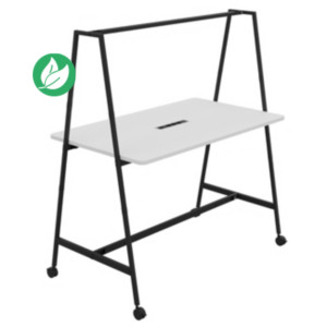 Table de coworking mobile rectangle Alto avec électrification - H. 105 x L. 160 x P. 90 cm - Plateau Blanc - Pieds Noir Table de coworking mobile rectangle Alto avec électrification - H. 105 x L. 160 x P. 90 cm - Plateau Blanc - Pieds Noir