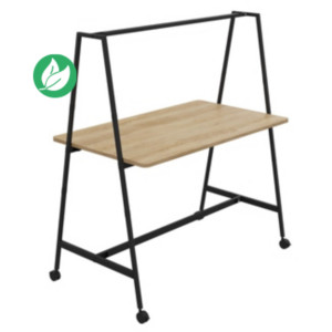Table de coworking mobile rectangle Alto sans électrification - H. 105 x L. 160 x P. 90 cm - Plateau Chêne Nebraska - Pieds Noir Table de coworking mobile rectangle Alto sans électrification - H. 105 x L. 160 x P. 90 cm - Plateau Chêne Nebraska - Pieds Noir