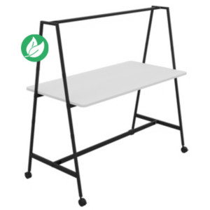 Table de coworking mobile rectangle Alto sans électrification - H. 105 x L. 180 x P. 90 cm - Plateau Blanc - Pieds Noir Table de coworking mobile rectangle Alto sans électrification - H. 105 x L. 180 x P. 90 cm - Plateau Blanc - Pieds Noir