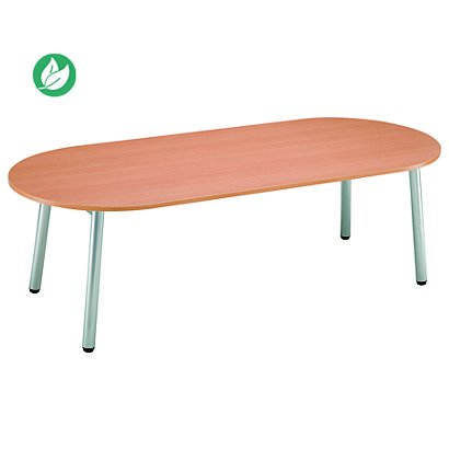 Table direction - CONGRES - Ovale -  Hêtre - pieds Gris Aluminium - 1